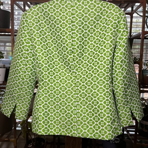 Isabella Green Clover Pattern Zip Accent Blazer Women Size 8 - Picture 2 of 5